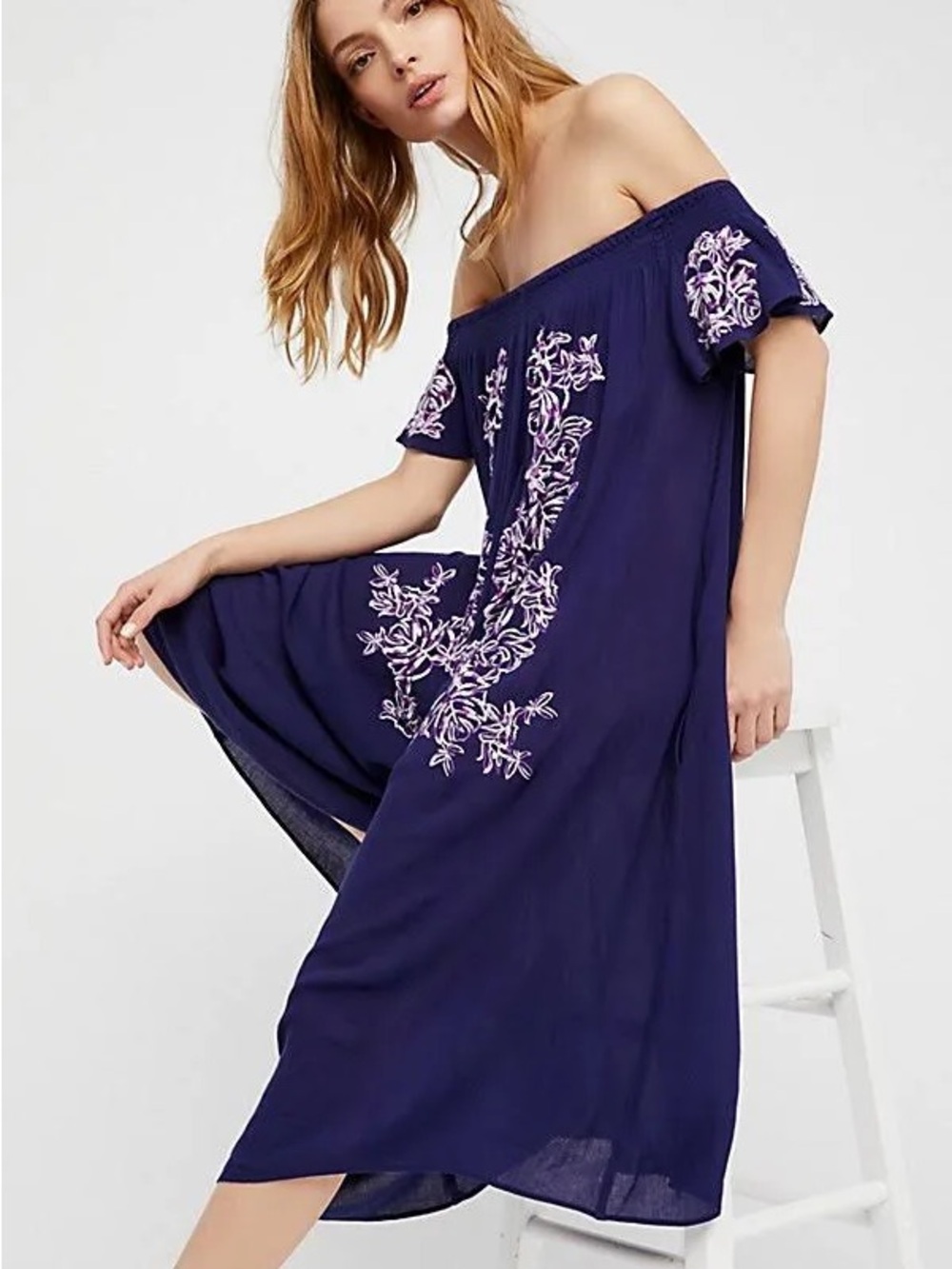 Free People Jumpsuit Womens Small High Road Embroidered Wide Leg Boho Hippie